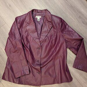 Jessica London Purple Mauve Leather Button Up Jacket